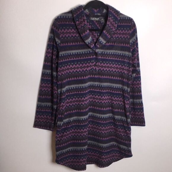 Ralph Lauren Cozy Fleece Nightgown with pockets Sz Medium - Picture 1 of 16